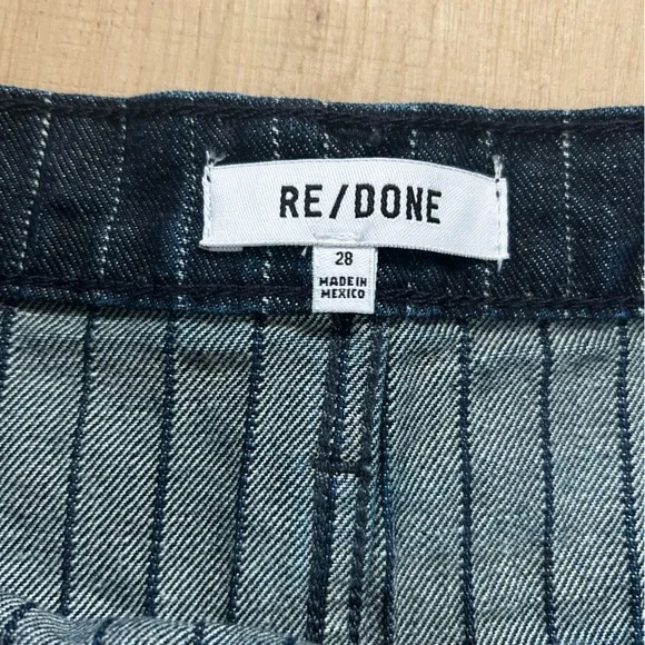 NWOT Re/Done Dark Blue Striped Tennis Wrap Jean Mini Skirt - Picture 6 of 8